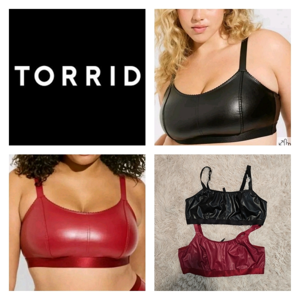 Black and Red Torrid Leatherette Bralette Set